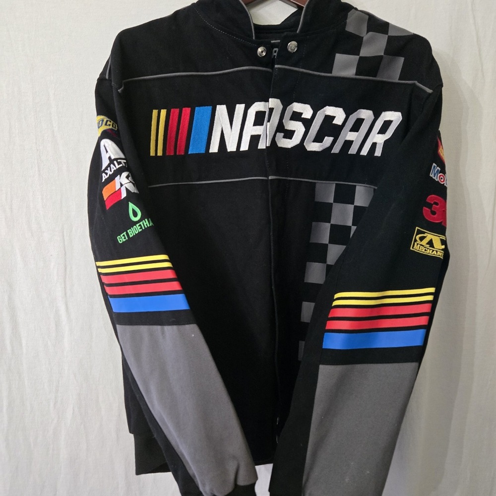 JH Design Nascar Racing Logo Jacket Sz Large Racing Stripes Embroidered - Picture 4 of 8